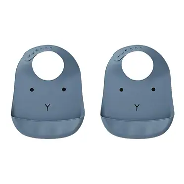 Liewood silicone slabber Tilda 2-pack - Rabbit blue wave