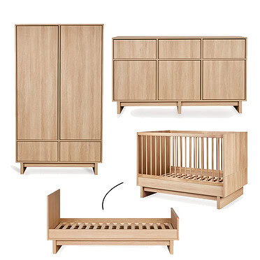 Quax doorgroei babykamer Kyo – Honey Ash 2-deurs en XL-commode