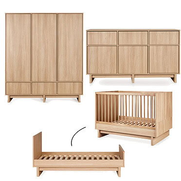 Quax doorgroei babykamer Kyo – Honey Ash 3-deurs en XL-commode