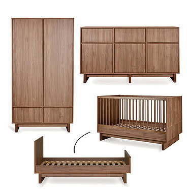 Quax doorgroei babykamer Kyo – Walnut 2-deurs en XL-commode