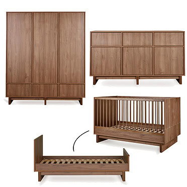 Quax doorgroei babykamer Kyo – Walnut 3-deurs en XL-commode