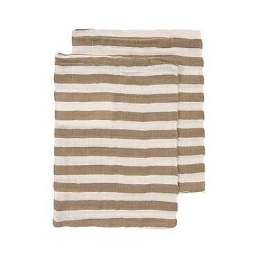 Meyco Washandjes hydrofiel 2pack - Fat Stripe Taupe