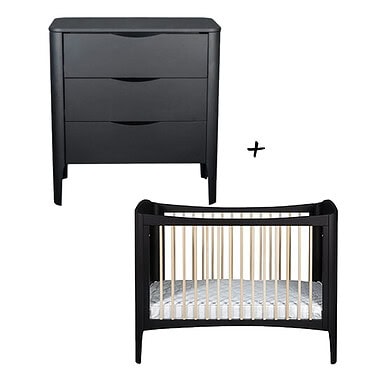 Troll Nursery Wave commode en ledikant - Black
