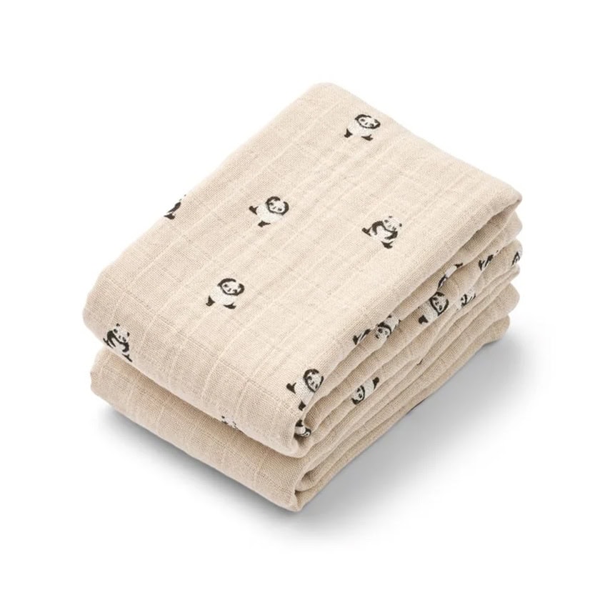 Liewood Lewis Muslin Cloth 2-pack - Mini panda / Sandy Mix