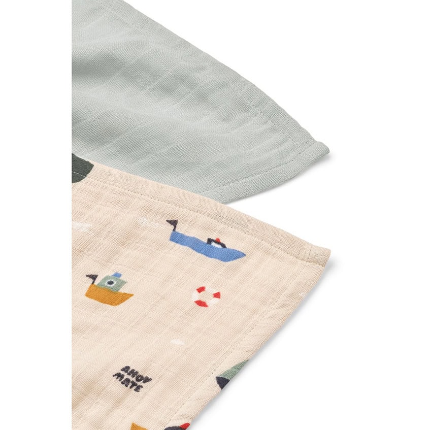 Liewood Lewis Muslin Cloth 2-pack - Sailing / Dove Blue Mix