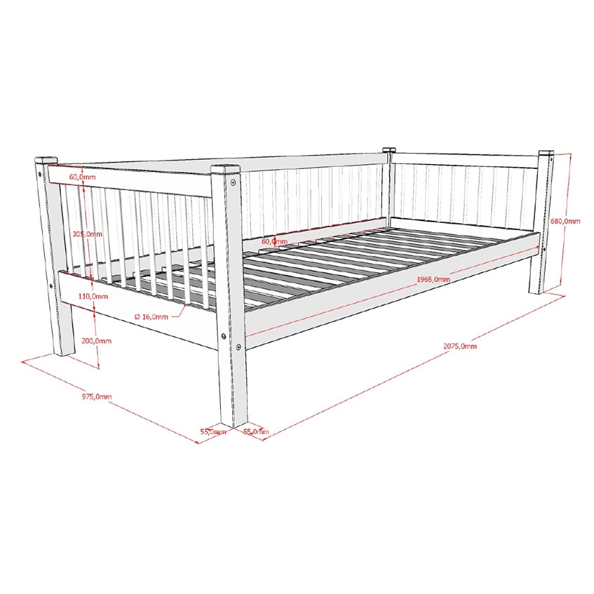 Vipack Forrest Kajuitbed 90x200 - Eik