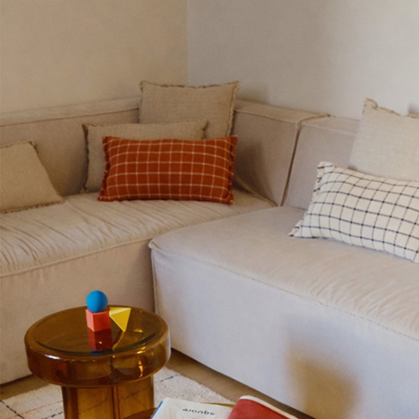 Lorena Canals kussen geo block - Terracota