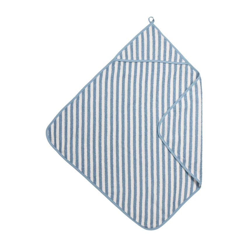 Meyco badcape badstof jacquard - Fat stripe jeans blue