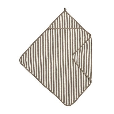 Meyco badcape badstof jacquard - Fat stripe taupe
