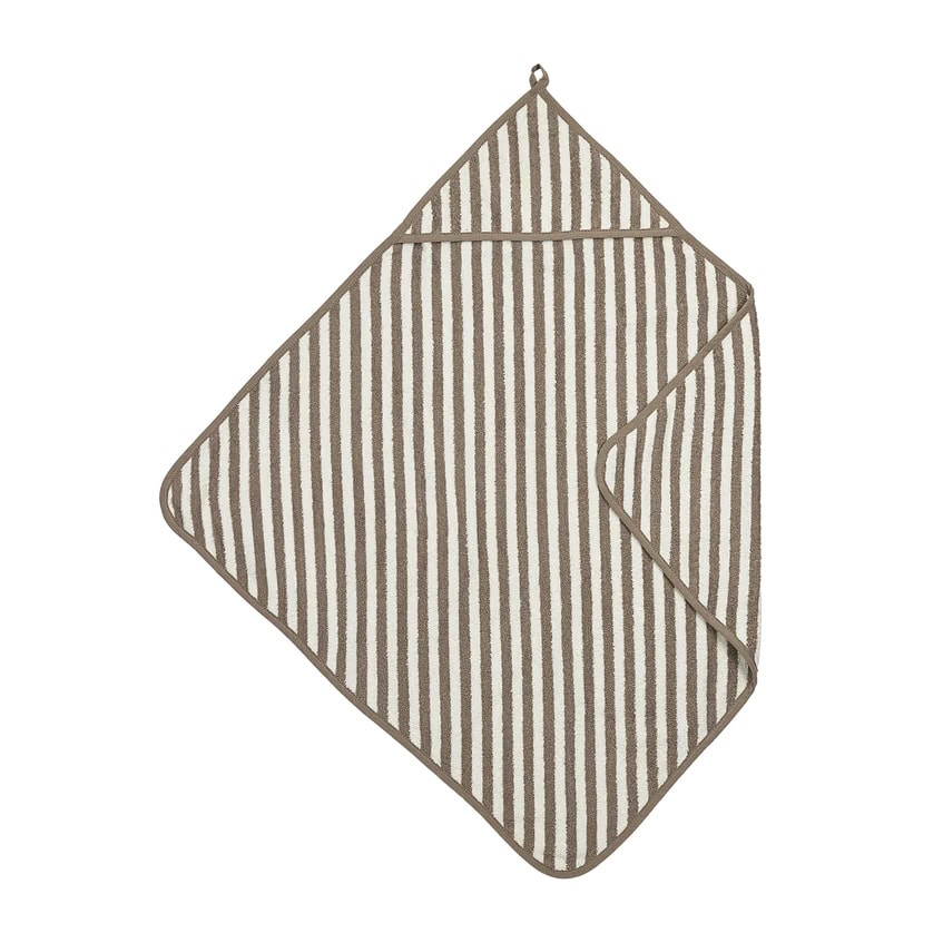 Meyco badcape badstof jacquard - Fat stripe taupe