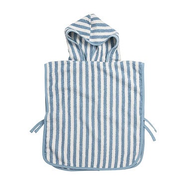Meyco badponcho badstof jacquard -Fat stripe jeans blue