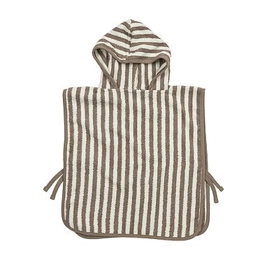 Meyco badponcho badstof jacquard - Fat stripe taupe