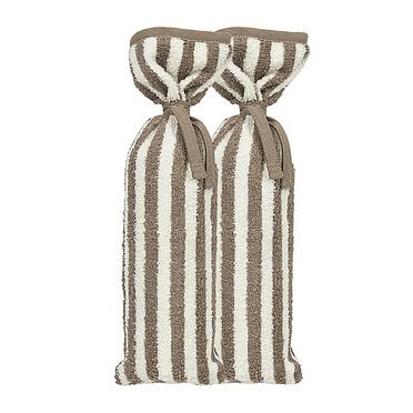 Meyco kruikenzak badstof jacquard - Fat stripe taupe 2-pack