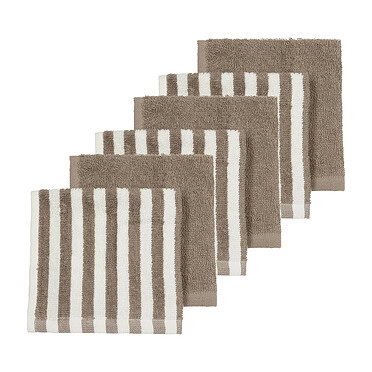 Meyco monddoekjes badstof jacquard - Fat stripe taupe