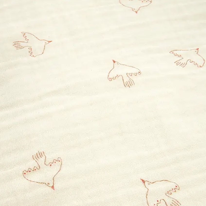 Nobodinoz birth gift muslin swaddle - Brown Hoshi Birds