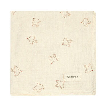 Nobodinoz birth gift muslin swaddle - Brown Hoshi Birds