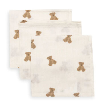 Jollein hydrofiel monddoekje 3-pack - Mini Teddy Bear