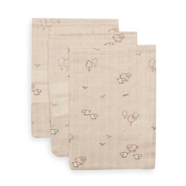 Jollein hydrofiel washandje 3-pack - Woolly