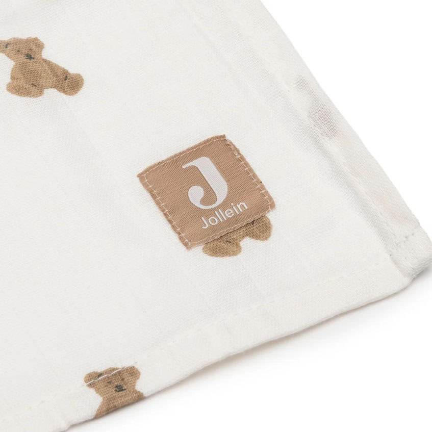 Jollein hydrofiele doek 115x115cm 2-pack - Mini teddy bear