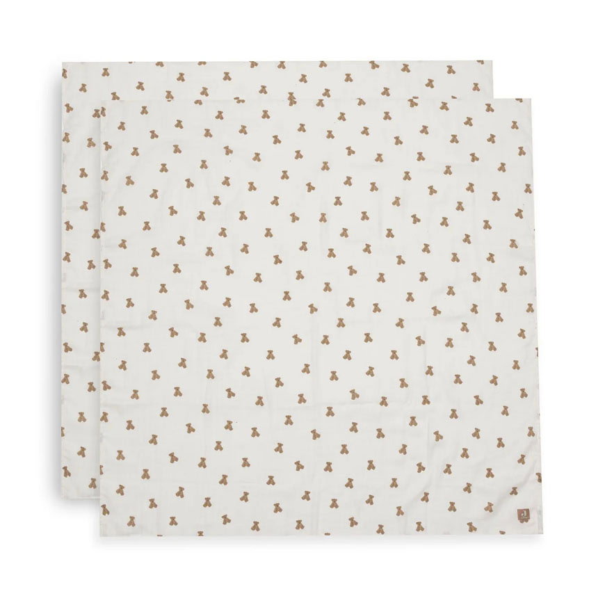 Jollein hydrofiele doek 115x115cm 2-pack - Mini teddy bear