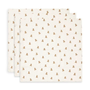 Jollein hydrofiele doek 70x70cm 3-pack - Mini Teddy Bear