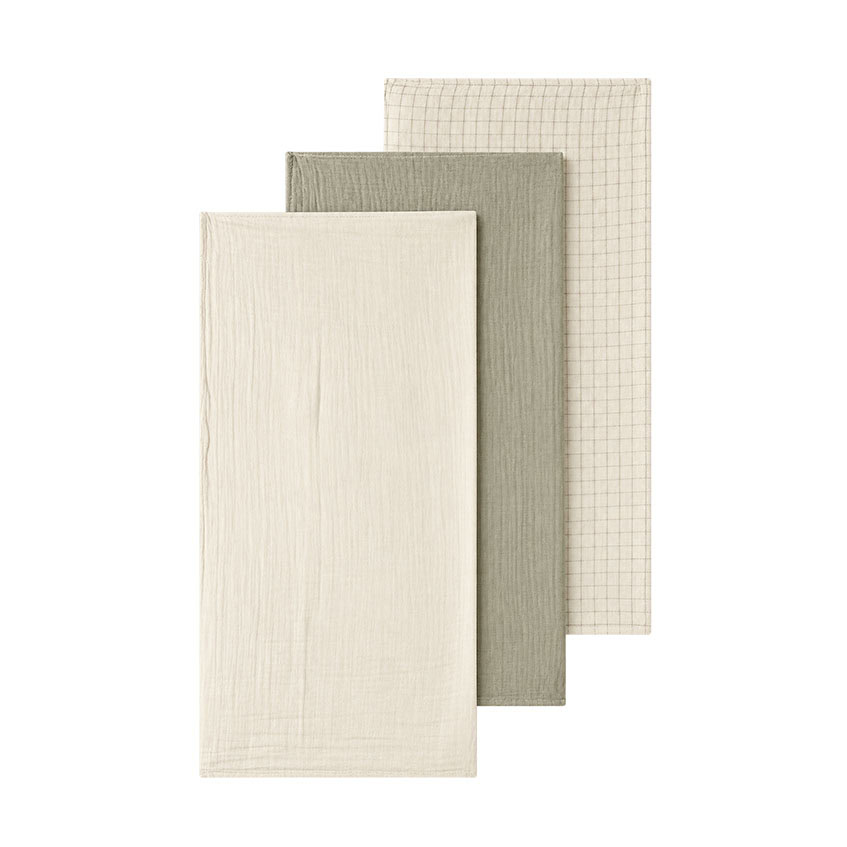 Lil'Atelier nisley hydrofiele doeken 3-pack - Moss Gray/Turtledove