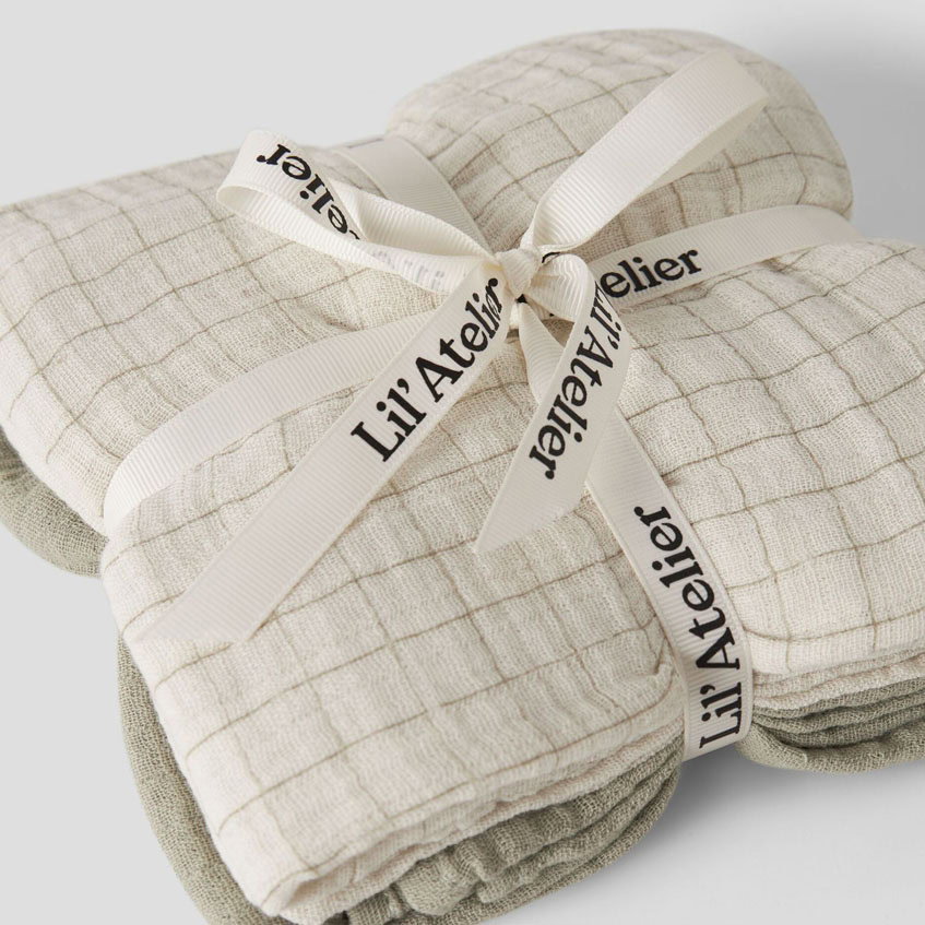 Lil'Atelier nisley hydrofiele doeken 3-pack - Moss Gray/Turtledove