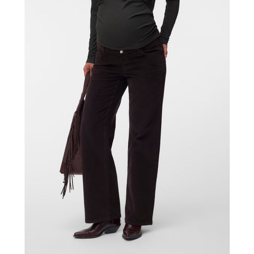 Mama Licious wide corduroy broek - Chocolate Torte