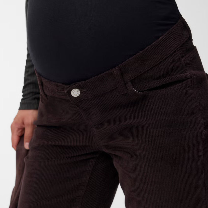 Mama Licious wide corduroy broek - Chocolate Torte