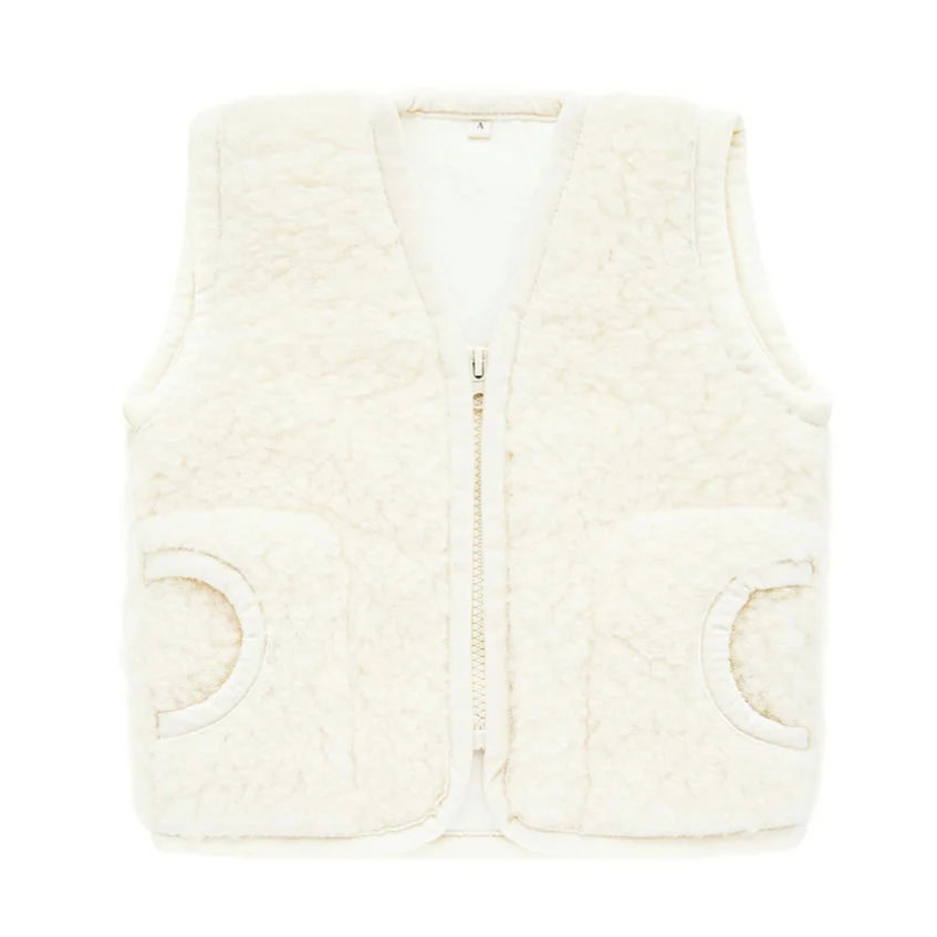 A Basic Brand bodywarmer wol gevoerd - Natural white