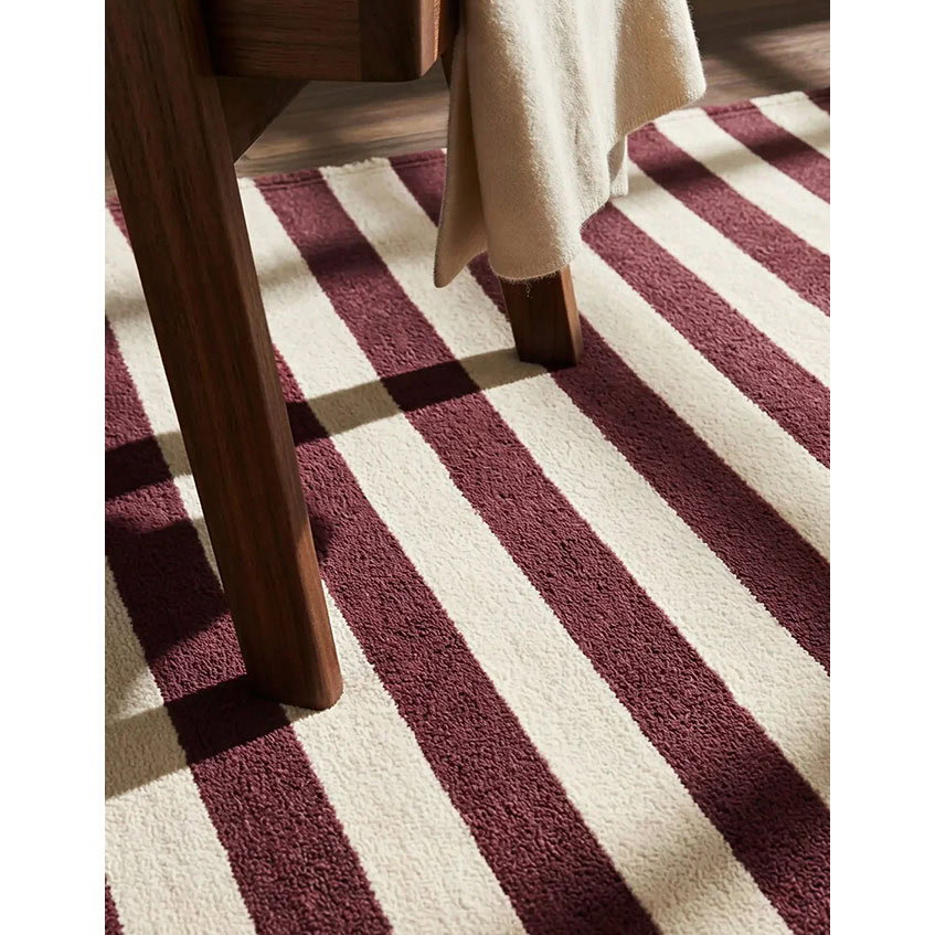 Lorena Canals vloerkleed stripes cotton - Natural and Marsala