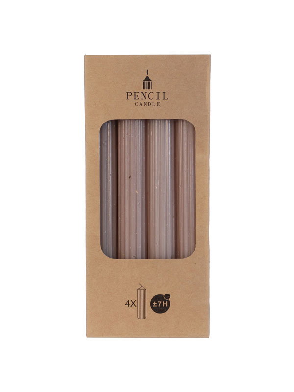 Potlood kaarsen set van 4 - Taupe