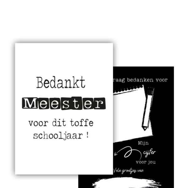 Bedankt meester voor dit fijne schooljaar! A7-formaat Bedankt meester voor dit fijne schooljaar! A7-formaat