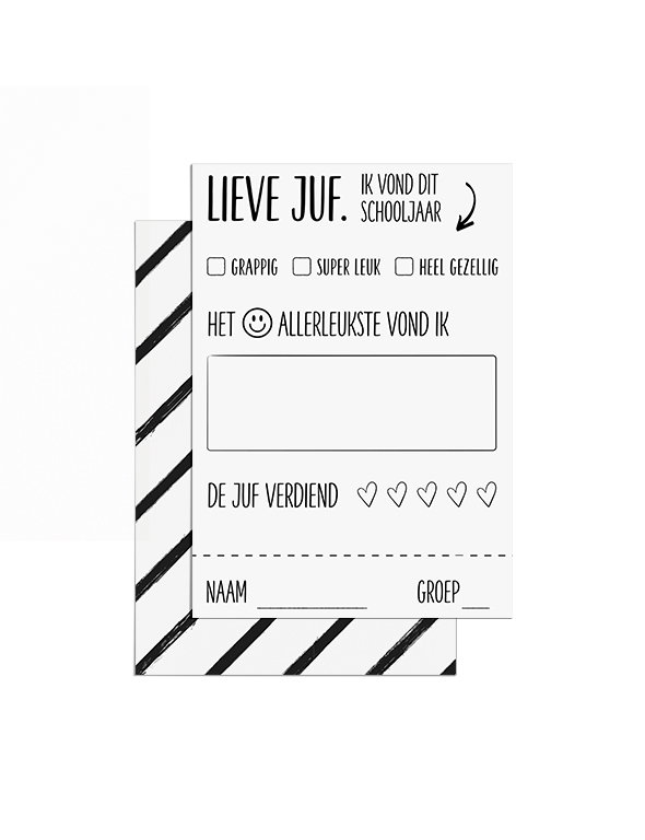 A7 - achterkant invul - Bedankt lieve juf voor dit school jaar A7kaartje juf - Bedankt lieve juf voor dit schooljaar - Invul kaart