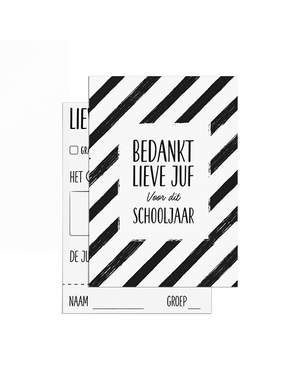 A7 - voorkant invul - Bedankt lieve juf voor dit school jaar A7kaartje juf - Bedankt lieve juf voor dit schooljaar - Invul kaart