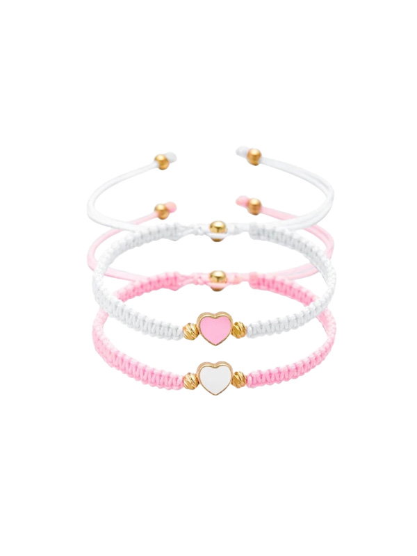armbandjes roze en wit met een hartje armbandjes roze en wit met een hartje