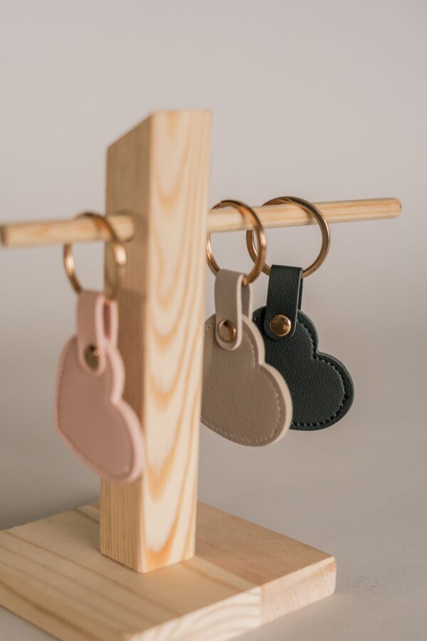 sleutelhanger hart leer