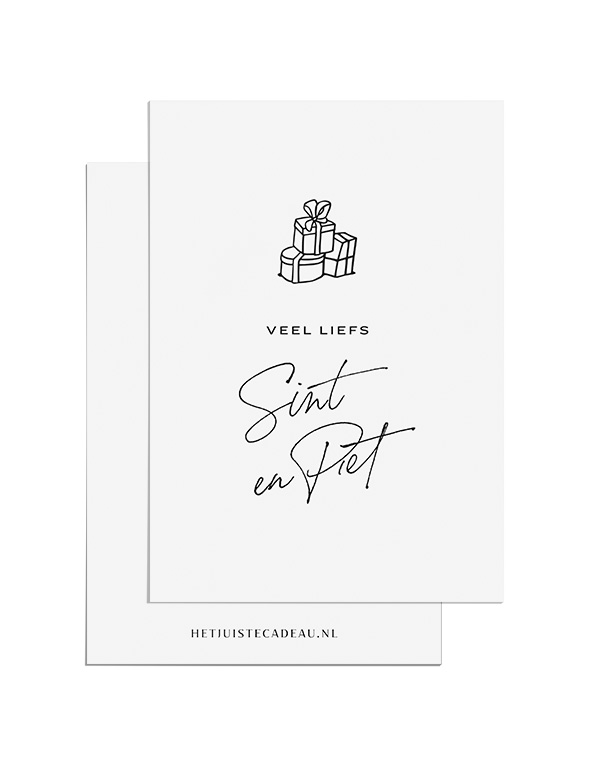 A6 Veel liefs sint en piet Sinterklaas brievenbus cadeau - Wijn, chocoladereep, kandelaar, kaars & zeephanger hart