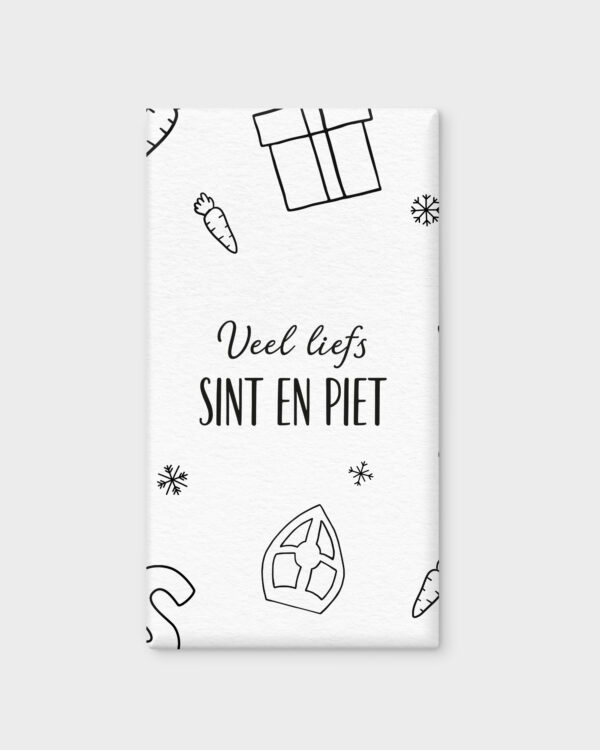 Sint en piet - chocoladereep Sinterklaas brievenbus cadeau - Wijn, chocoladereep, kandelaar, kaars & zeephanger hart