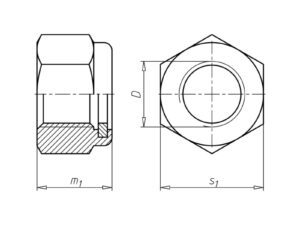 Technische tekening van borgmoer DIN985