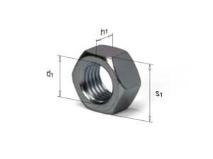 Zeskantmoer klasse 8 elektrolytisch verzinkt met maatvoering en metrisch schroefdraad