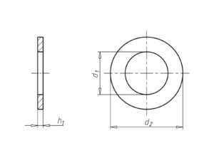 Technische tekening van sluitring DIN125