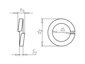 Technische tekening van veerring DIN127B