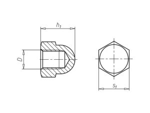 Technische tekening dopmoer DIN1587